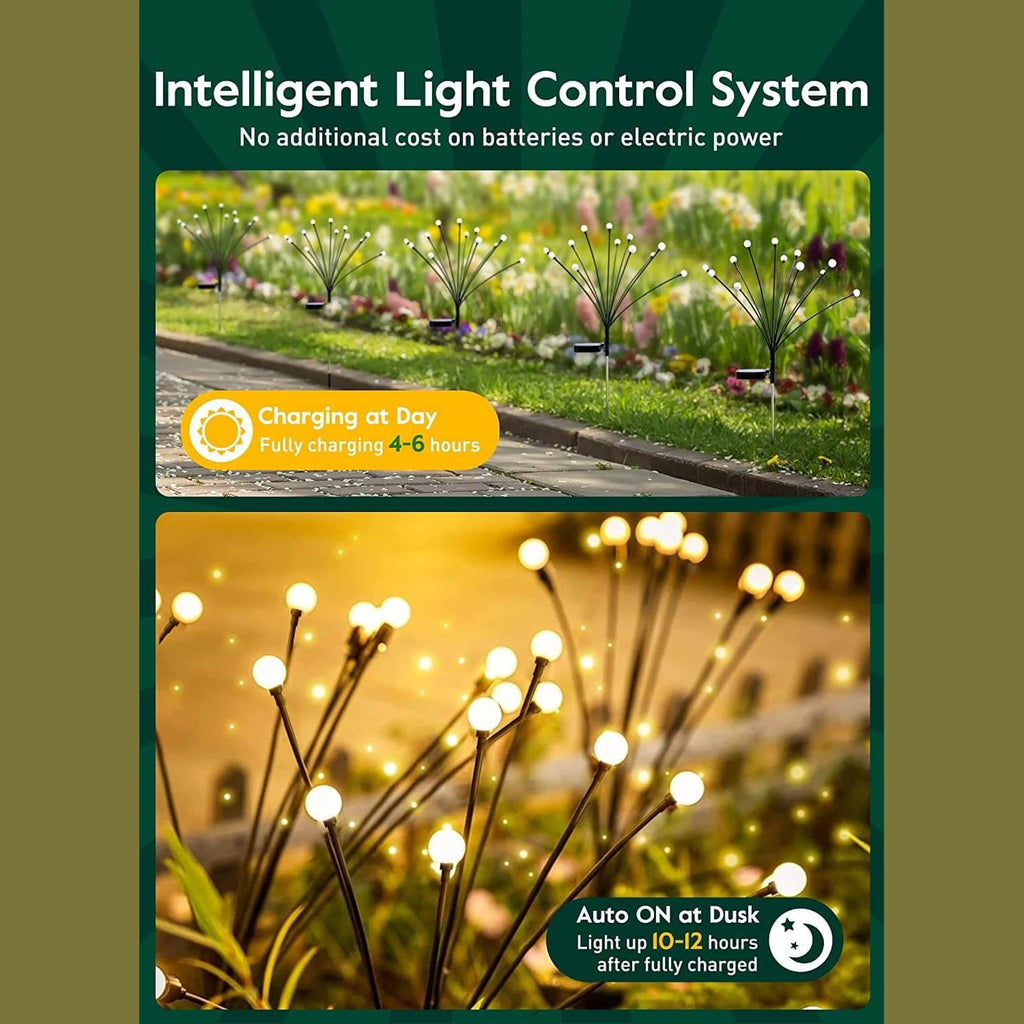 Solar Firefly Garden Stake Lights with Swaying Stems for Outdoor Pathways
