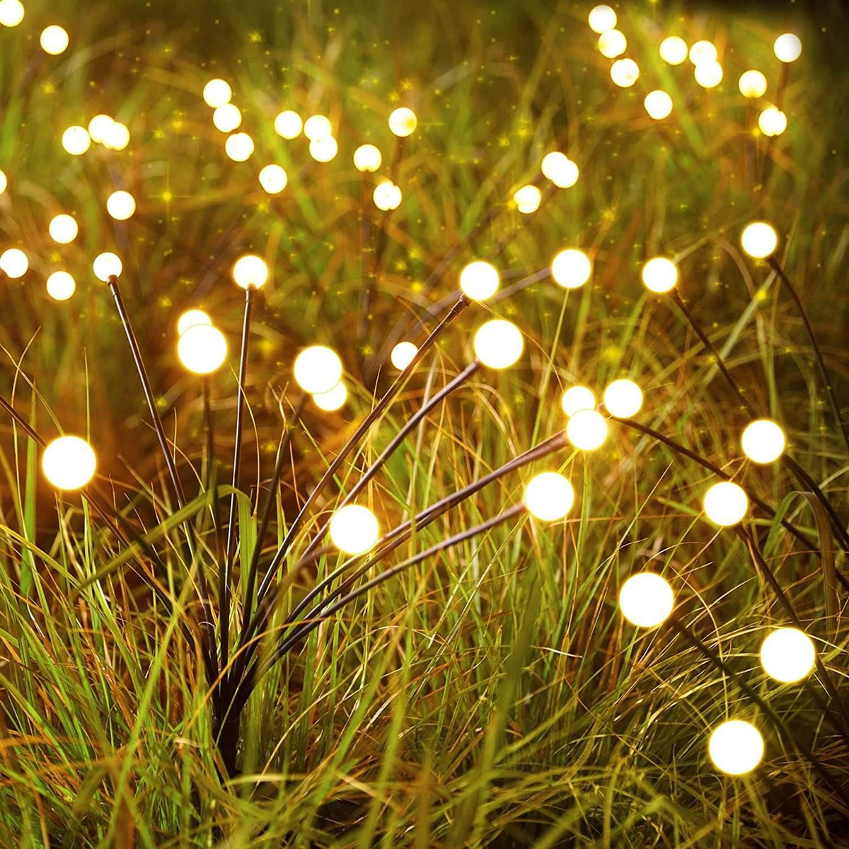 Solar Firefly Garden Stake Lights with Swaying Stems for Outdoor Pathways