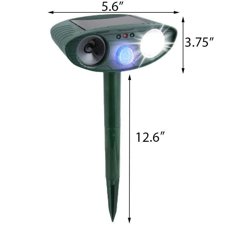 Solar Ultrasonic Deer Repeller with Motion Sensor and Flashing LED for Gardens