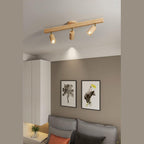 Solid Wood Ceiling Spotlight Bar with Adjustable Rotating Spot Heads