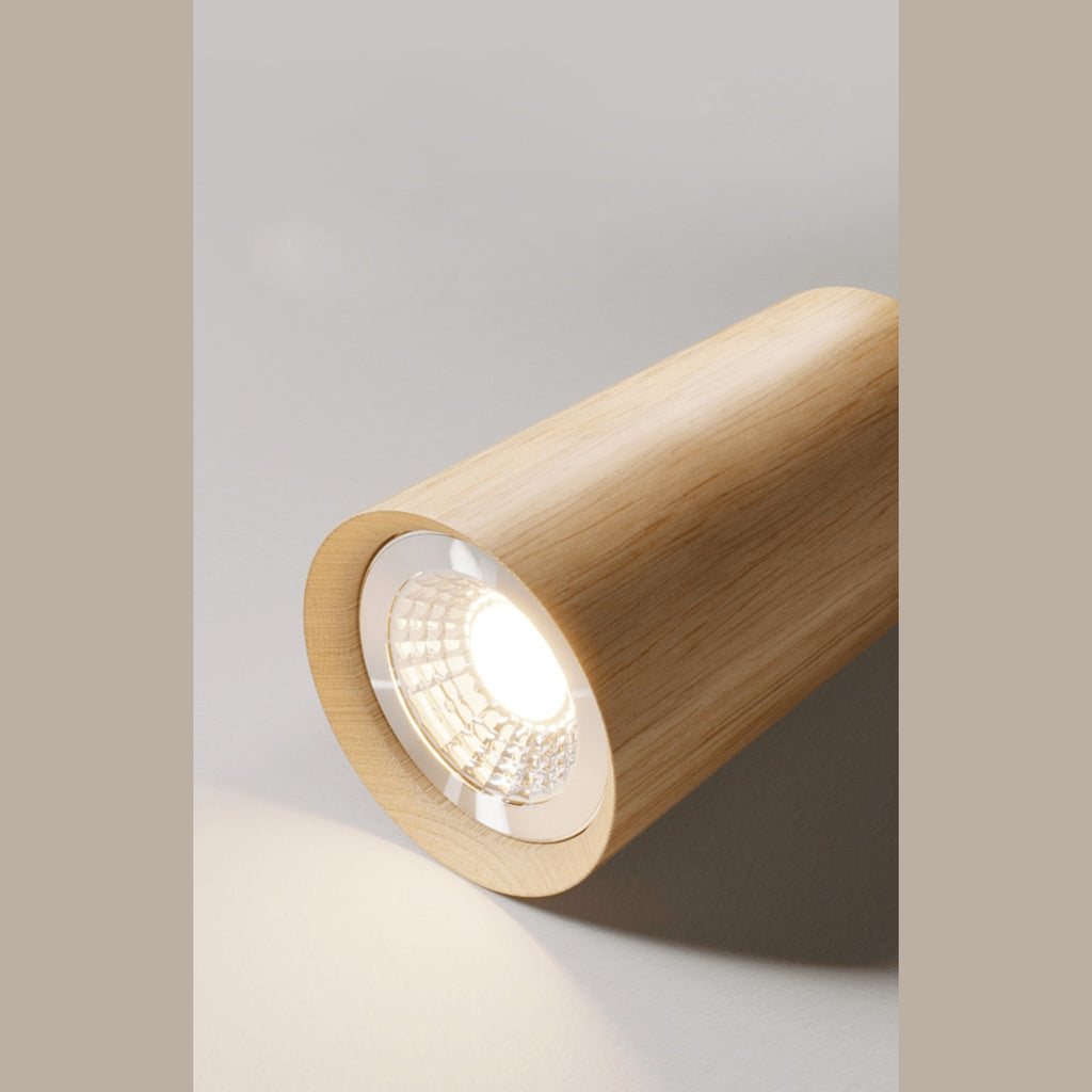 Solid Wood Ceiling Spotlight Bar with Adjustable Rotating Spot Heads