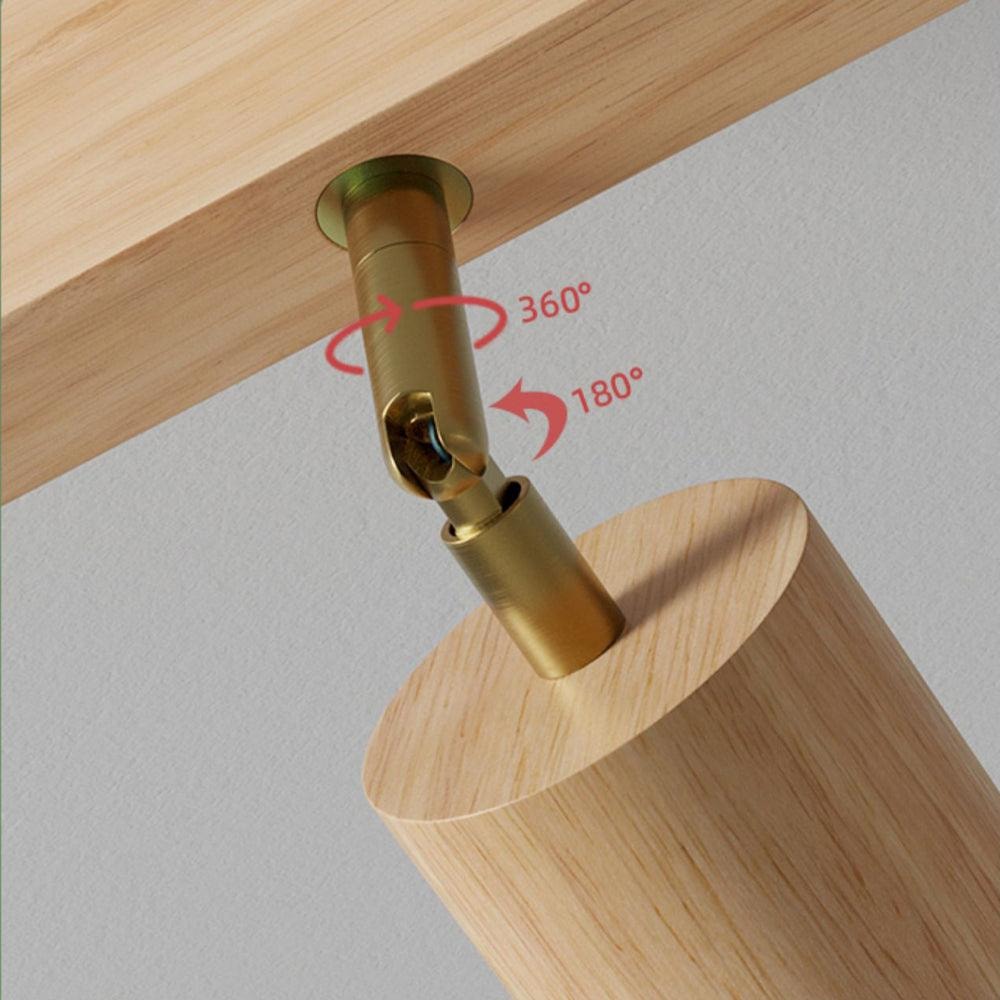 Solid Wood Ceiling Spotlight Bar with Adjustable Rotating Spot Heads