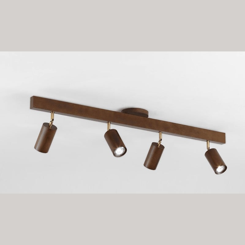 Solid Wood Ceiling Spotlight Bar with Adjustable Rotating Spot Heads