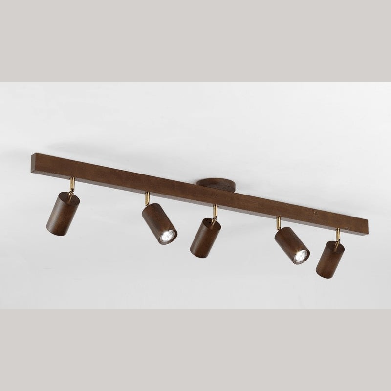 Solid Wood Ceiling Spotlight Bar with Adjustable Rotating Spot Heads