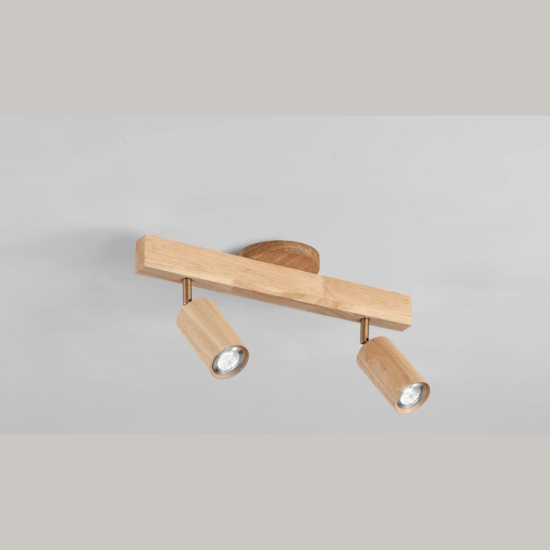 Solid Wood Ceiling Spotlight Bar with Adjustable Rotating Spot Heads