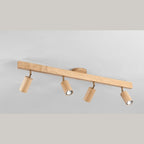 Solid Wood Ceiling Spotlight Bar with Adjustable Rotating Spot Heads