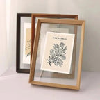Solid Wood Floating Picture Frame with Double Sided Clear Acrylic Panels