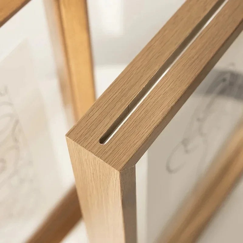 Solid Wood Floating Picture Frame with Double Sided Clear Acrylic Panels