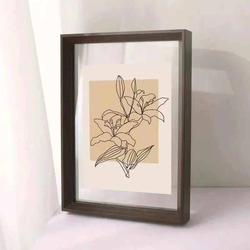 Solid Wood Floating Picture Frame with Double Sided Clear Acrylic Panels