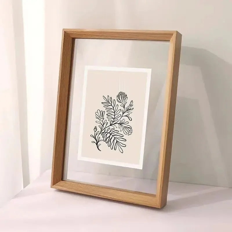 Solid Wood Floating Picture Frame with Double Sided Clear Acrylic Panels