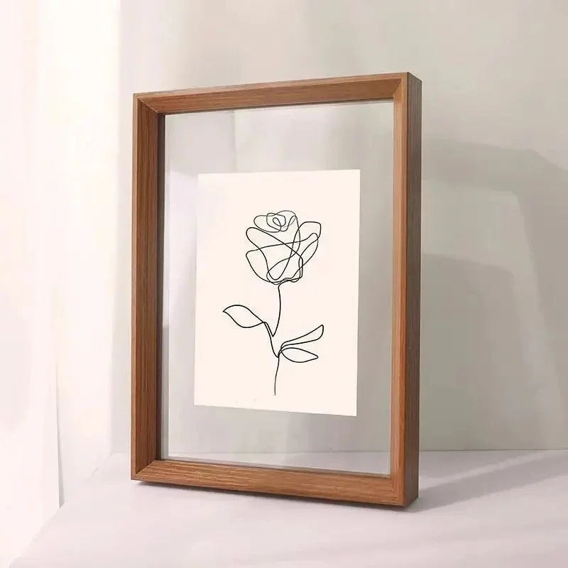 Solid Wood Floating Picture Frame with Double Sided Clear Acrylic Panels