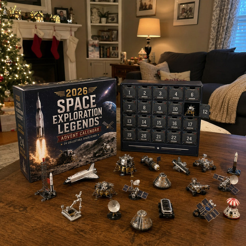 Space Exploration Advent Calendar with Collectible Rocket and Lunar Models