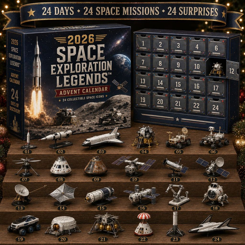 Space Exploration Advent Calendar with Collectible Rocket and Lunar Models