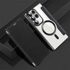 Magnetic Flip Case for Samsung Galaxy Faux Leather Wallet Phone Case with RFID Card Holder Camera Lens Protection and Wireless Charging Support
