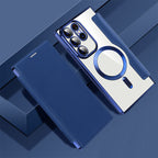 Magnetic Flip Case for Samsung Galaxy Faux Leather Wallet Phone Case with RFID Card Holder Camera Lens Protection and Wireless Charging Support