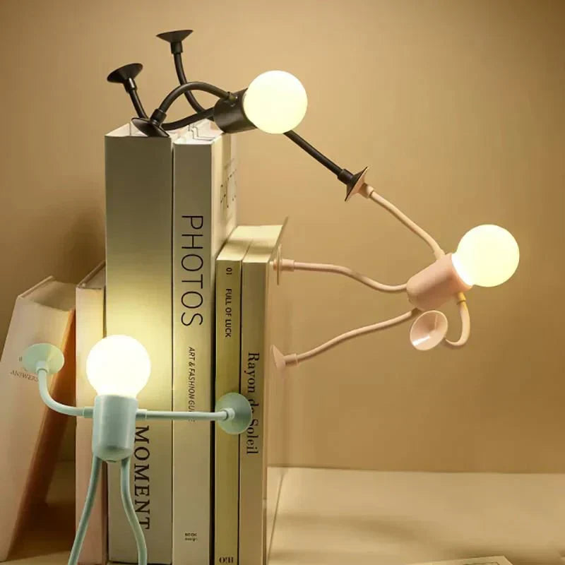 Battery Operated Bendable Figure LED Night Light with Suction Cup Feet