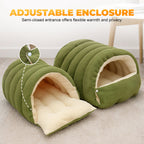 Plush Cave Pet Bed with Semi-Enclosed Dome and Adjustable Opening for Cats