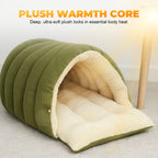 Plush Cave Pet Bed with Semi-Enclosed Dome and Adjustable Opening for Cats
