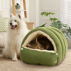 Plush Cave Pet Bed with Semi-Enclosed Dome and Adjustable Opening for Cats