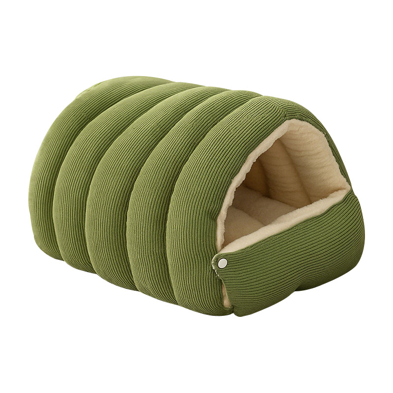 Plush Cave Pet Bed with Semi-Enclosed Dome and Adjustable Opening for Cats