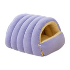 Plush Cave Pet Bed with Semi-Enclosed Dome and Adjustable Opening for Cats