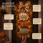 Stacked Pumpkin Door Hanger with Interchangeable Fall Plaques and Rustic Bow