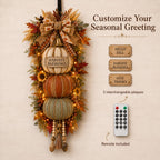 Stacked Pumpkin Door Hanger with Interchangeable Fall Plaques and Rustic Bow