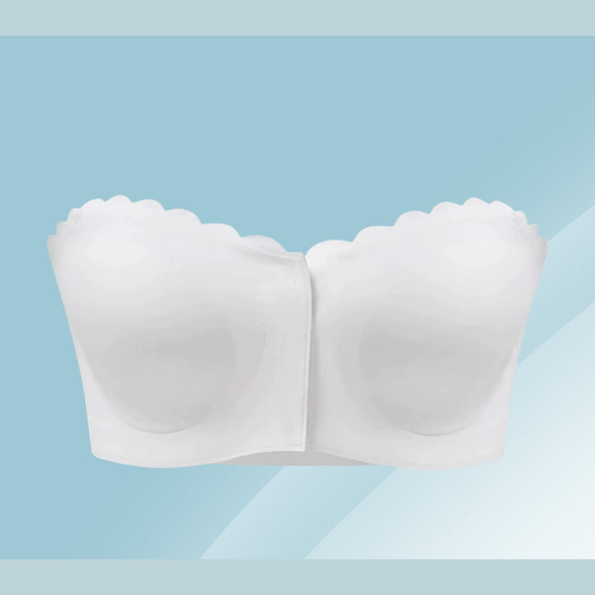 Strapless Front Closure Bra with Non Slip Lining and Removable Pads