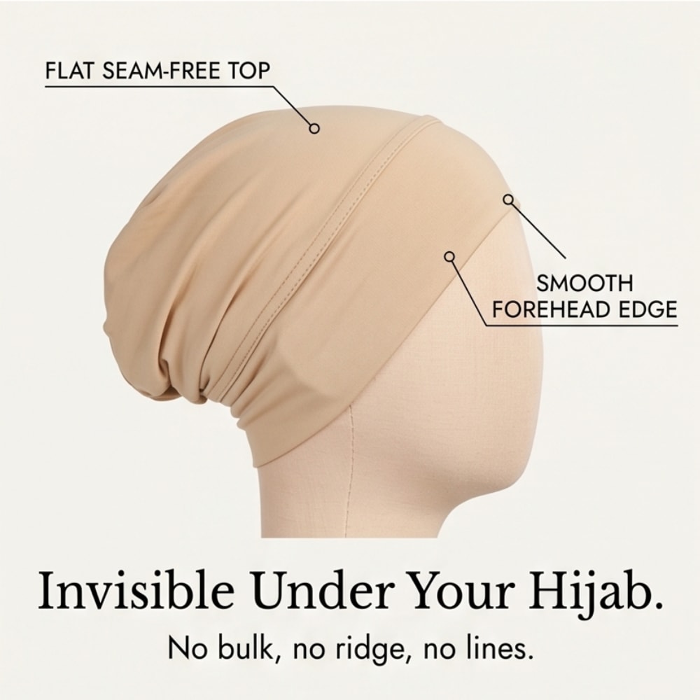 Stretch Jersey Underscarf Turban Cap with Anti-Slip Band for Hijab