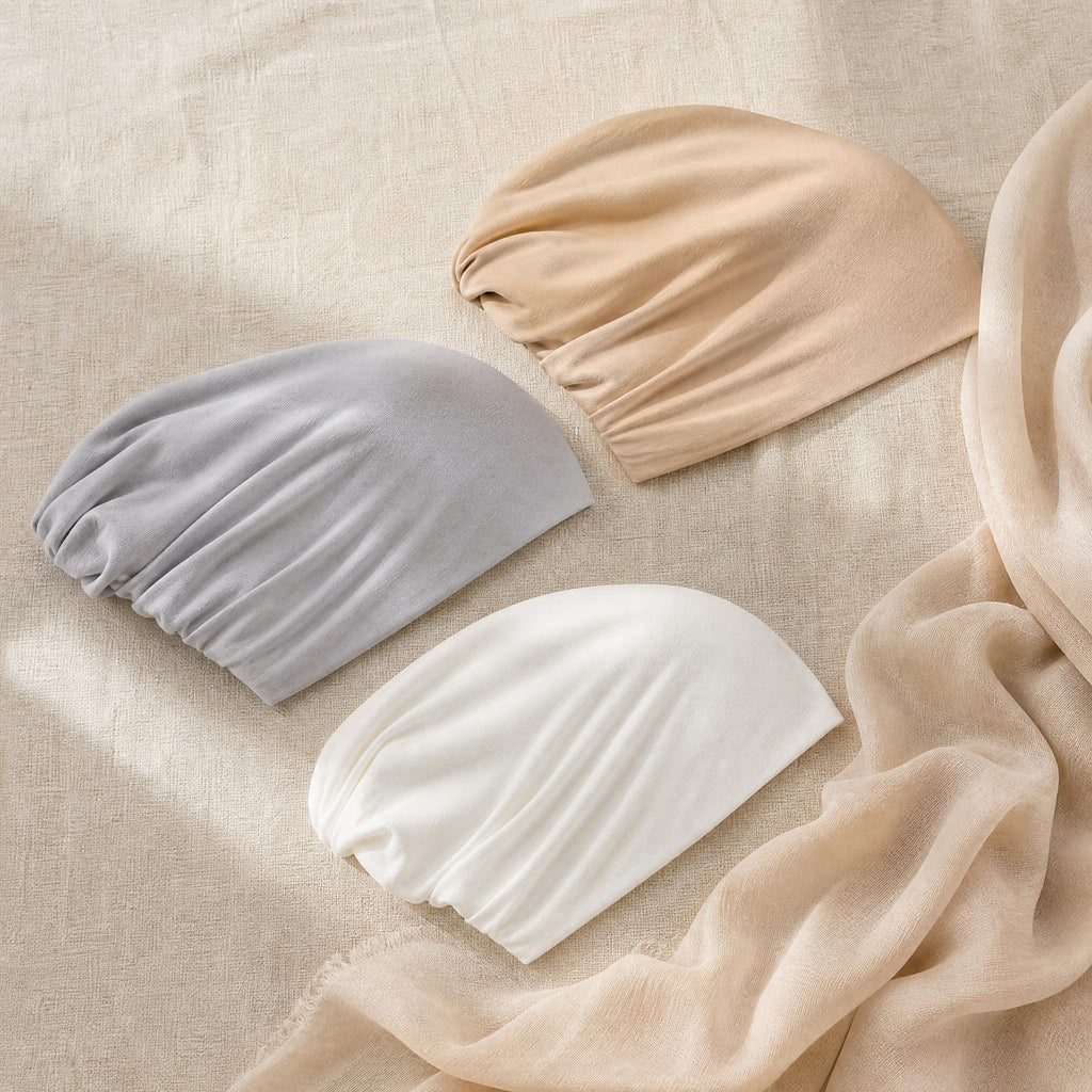 Stretch Jersey Underscarf Turban Cap with Anti-Slip Band for Hijab