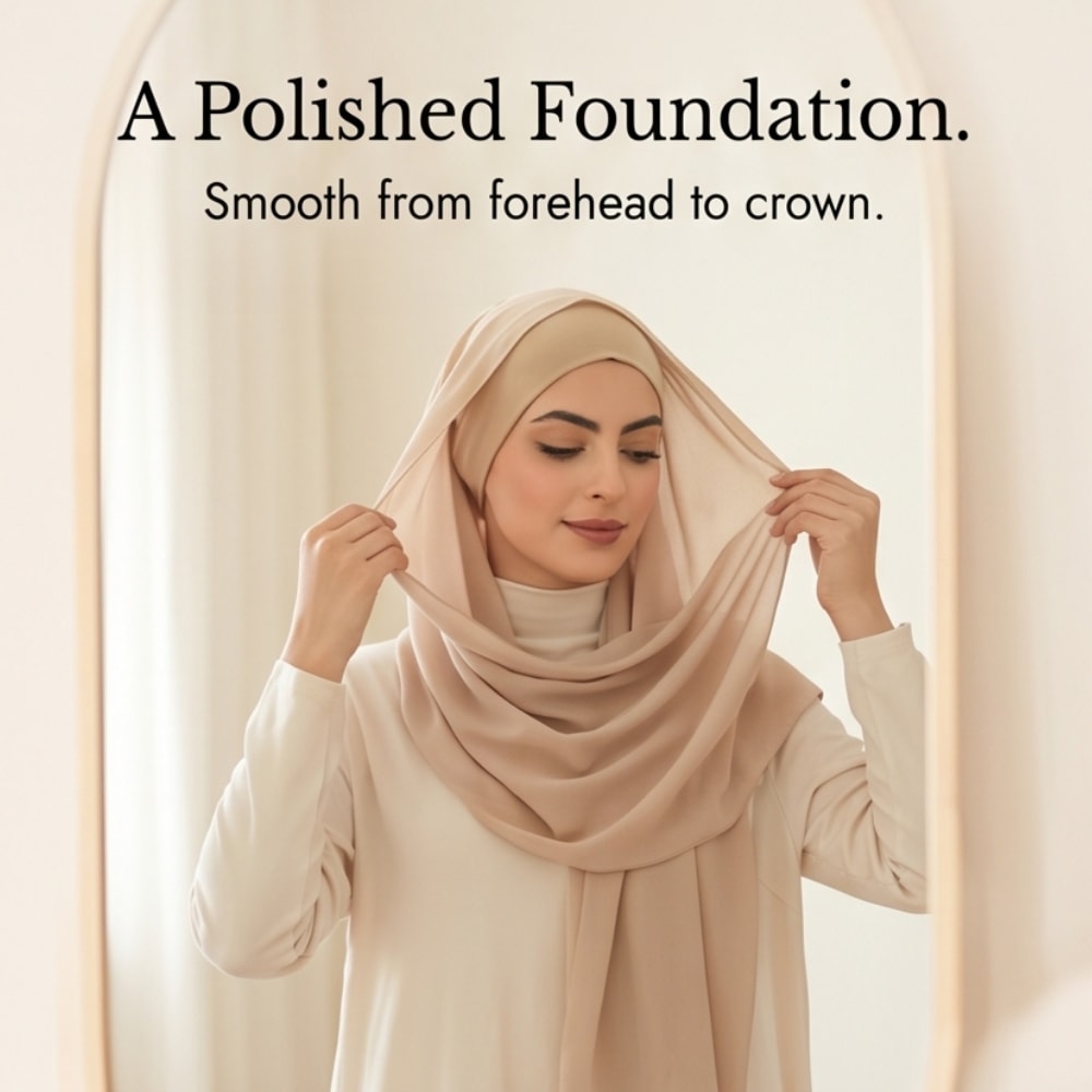 Stretch Jersey Underscarf Turban Cap with Anti-Slip Band for Hijab