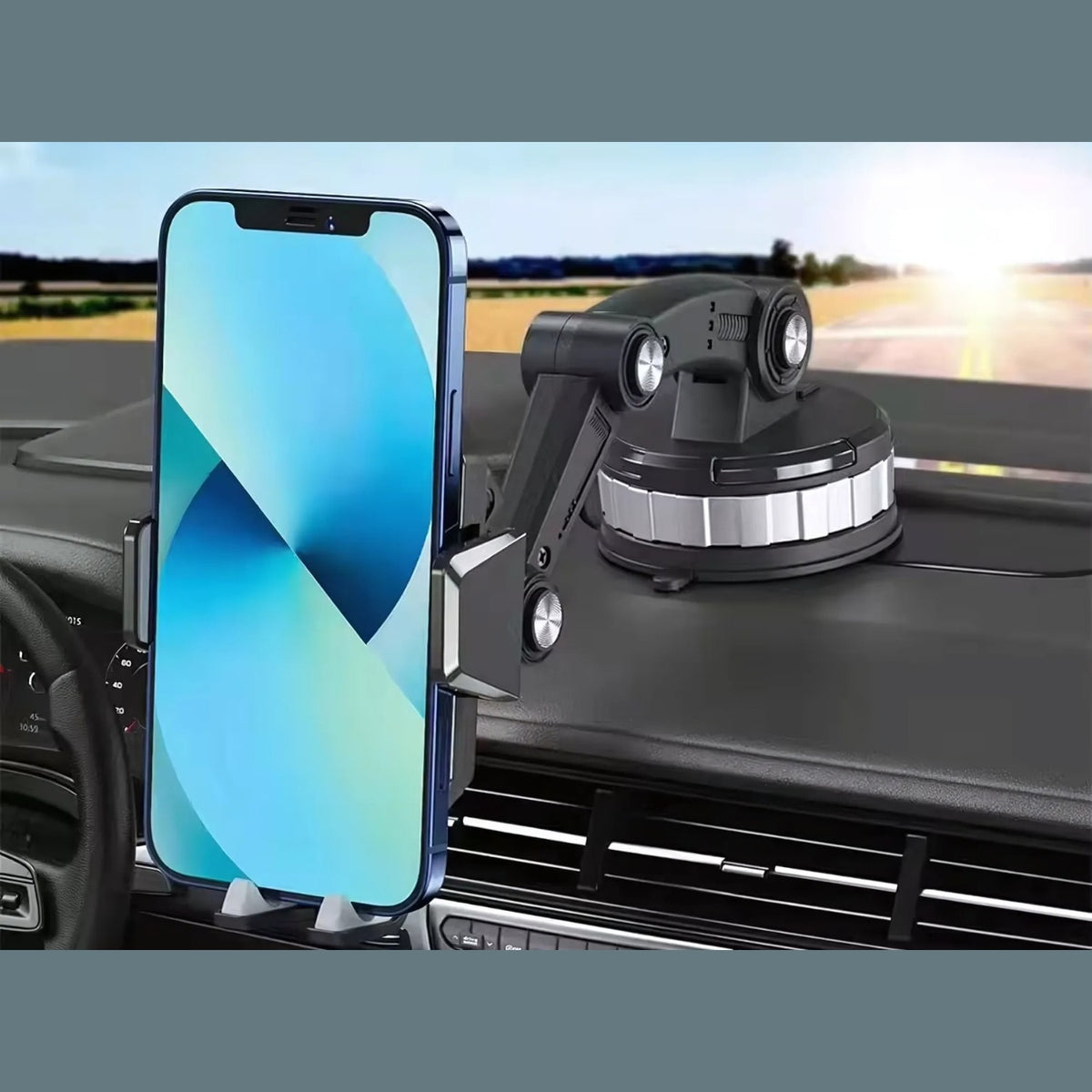 Suction Cup Car Phone Mount with Telescopic Arm and One Touch Release