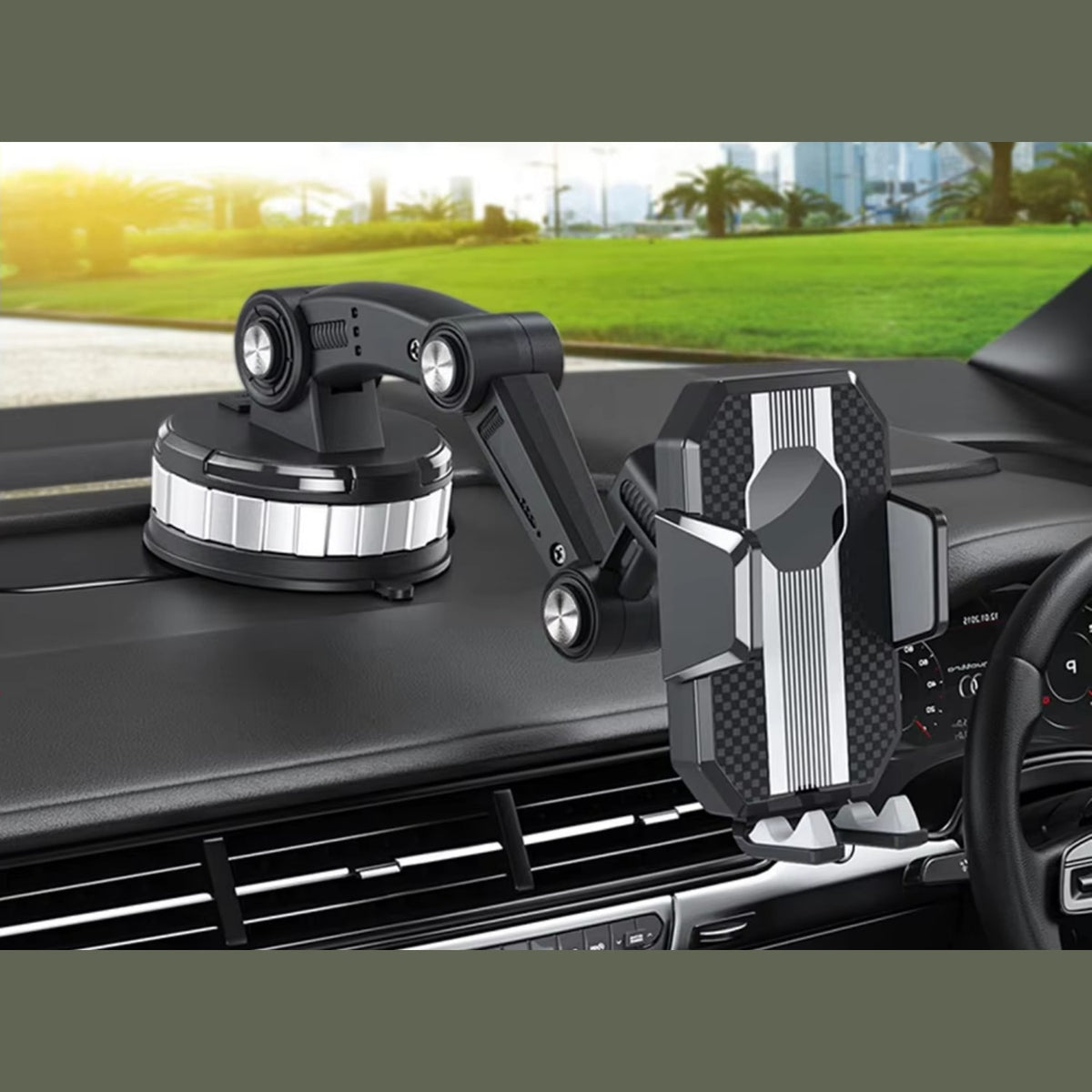 Suction Cup Car Phone Mount with Telescopic Arm and One Touch Release