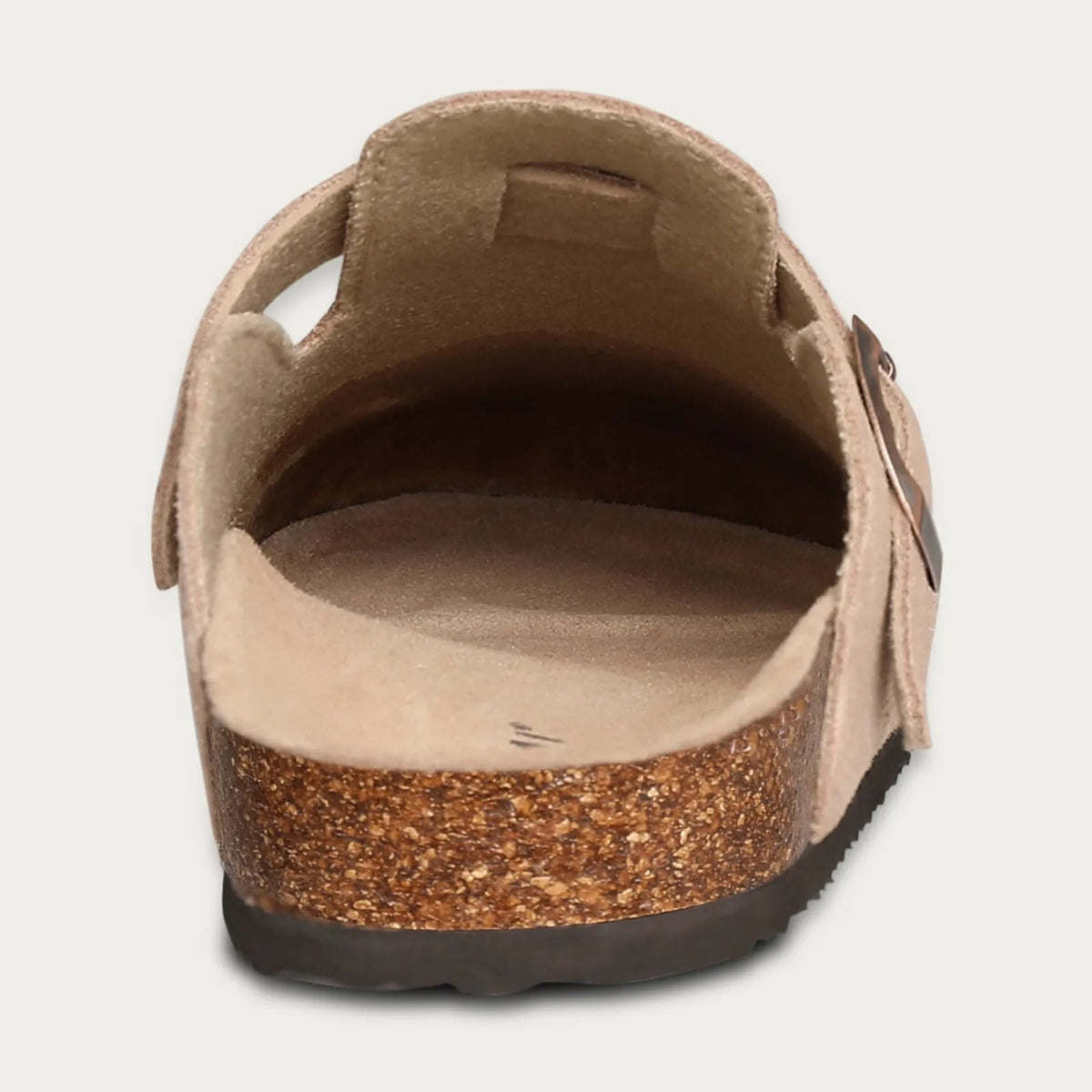 Suede Clogs with Cork Footbed and Adjustable Buckle Strap