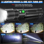 Super Bright Rechargeable Zoom Flashlight with Battery Display and Carry Case