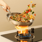 Uncoated Stainless Steel Frying Pan Three-Layer Skillet for Induction Gas Electric and Ceramic Cooktops