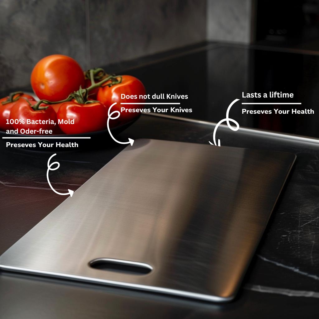Titanium Kitchen Cutting Board with Handle Easy Clean and Odor Resistant