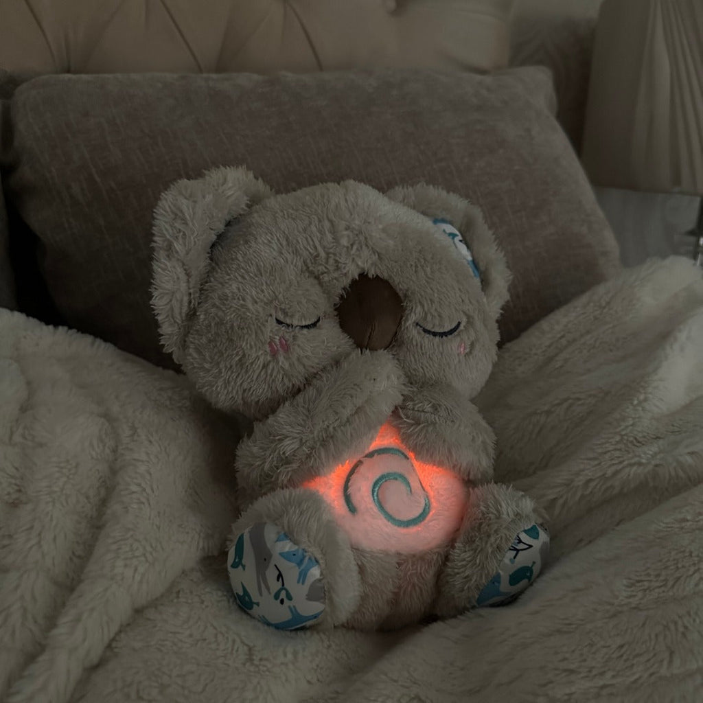 Breathing Koala Plush Sleep Soother for Babies and Kids with Calming Vibration Heartbeat Sounds and Night Light
