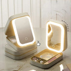 Travel Makeup Case with LED Lighted Mirror and Jewelry Compartments