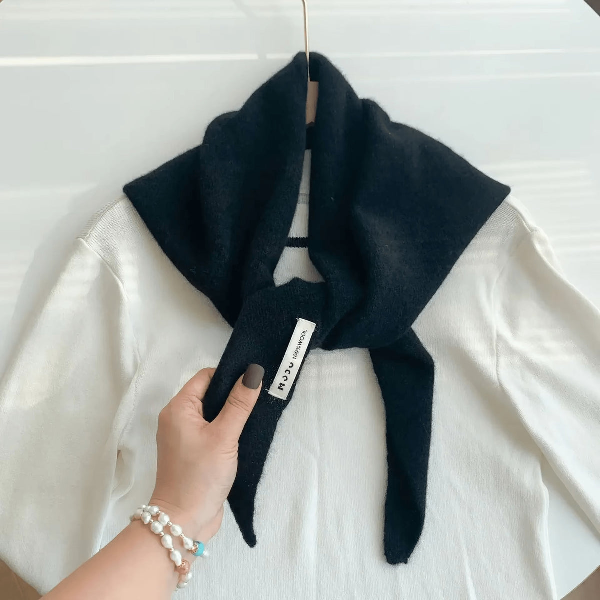 Triangle Knitted Wool Blend Scarf for Women | Soft Neck Wrap Shawl