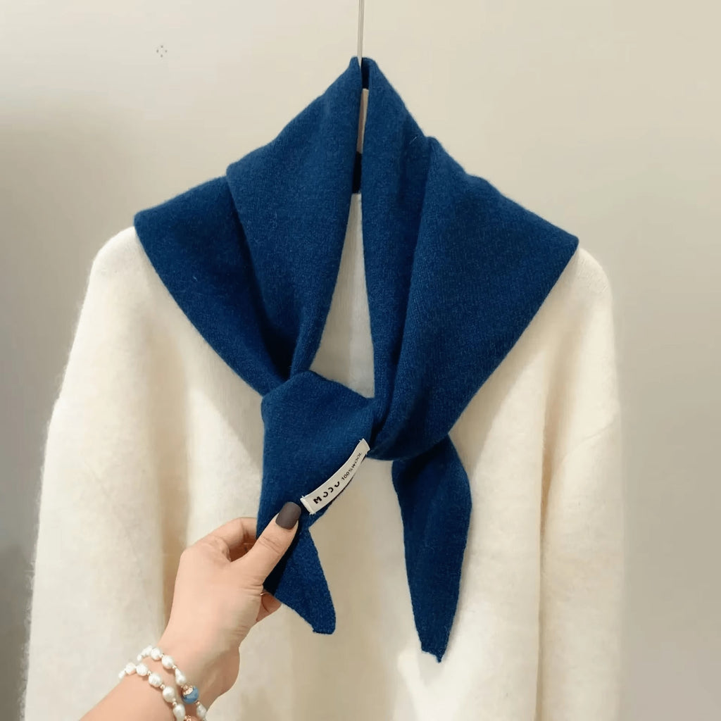 Triangle Knitted Wool Blend Scarf for Women | Soft Neck Wrap Shawl