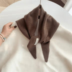 Triangle Knitted Wool Blend Scarf for Women | Soft Neck Wrap Shawl