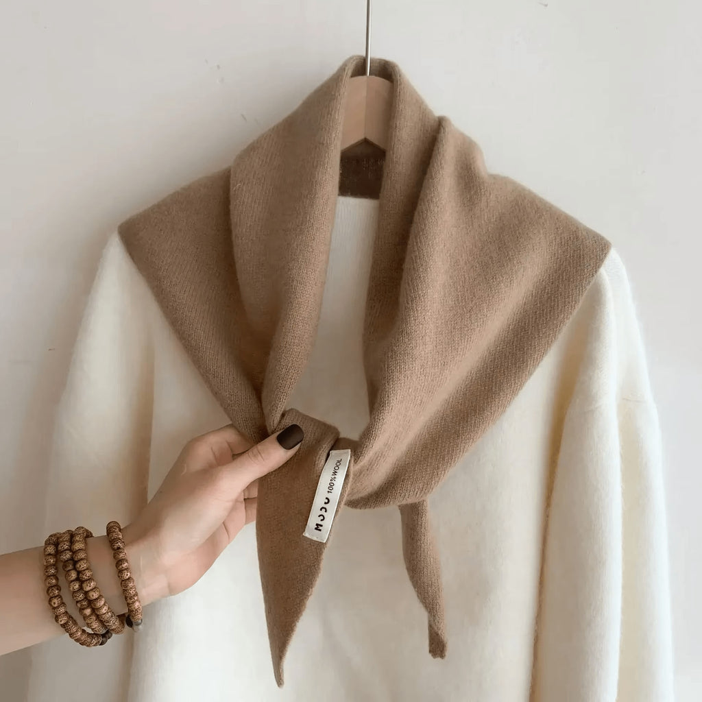 Triangle Knitted Wool Blend Scarf for Women | Soft Neck Wrap Shawl