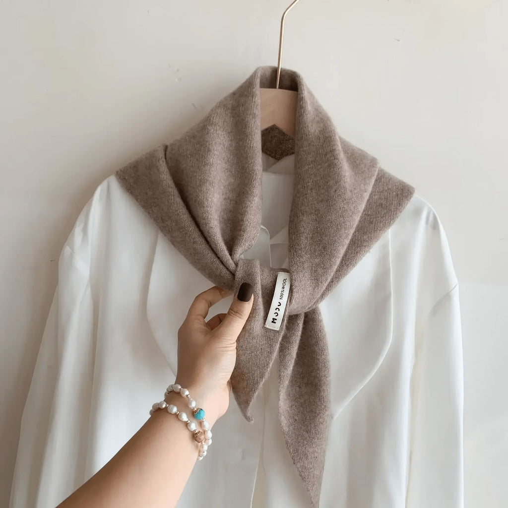 Triangle Knitted Wool Blend Scarf for Women | Soft Neck Wrap Shawl