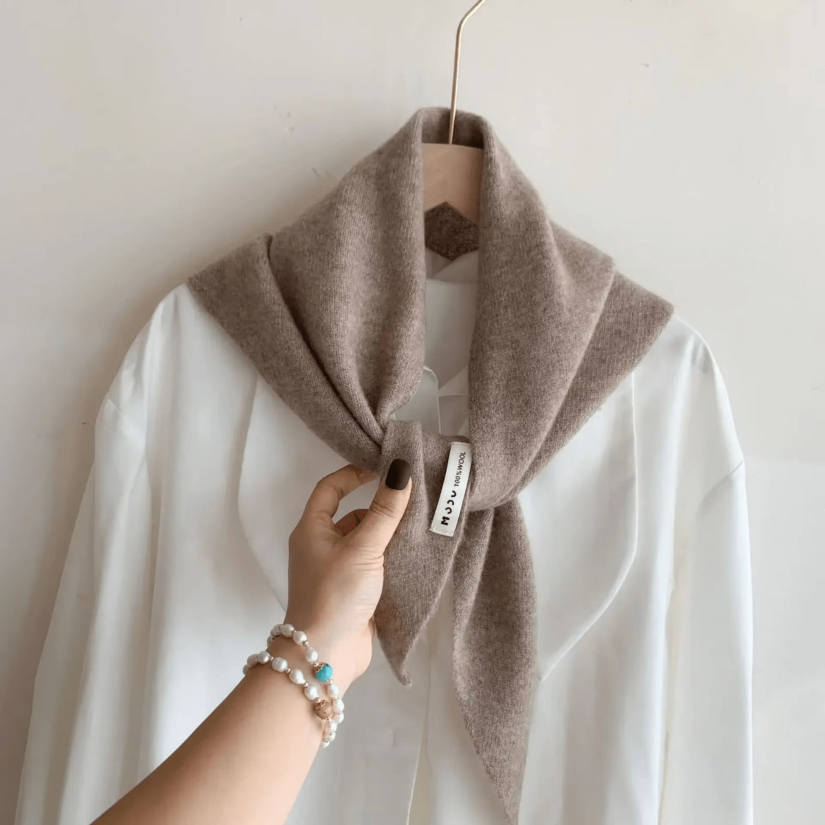 Triangle Knitted Wool Blend Scarf for Women | Soft Neck Wrap Shawl