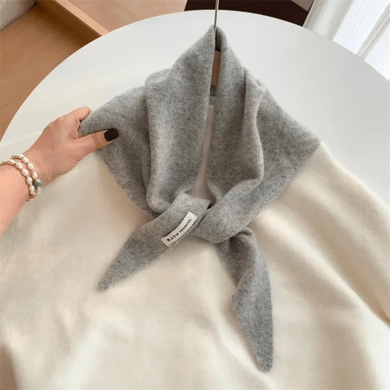 Triangle Knitted Wool Blend Scarf for Women | Soft Neck Wrap Shawl