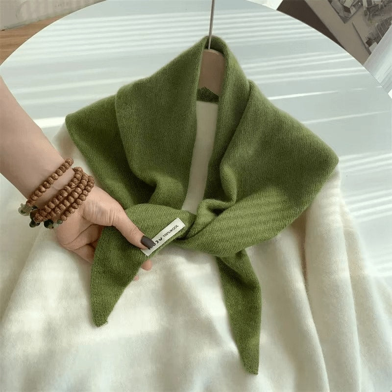 Triangle Knitted Wool Blend Scarf for Women | Soft Neck Wrap Shawl
