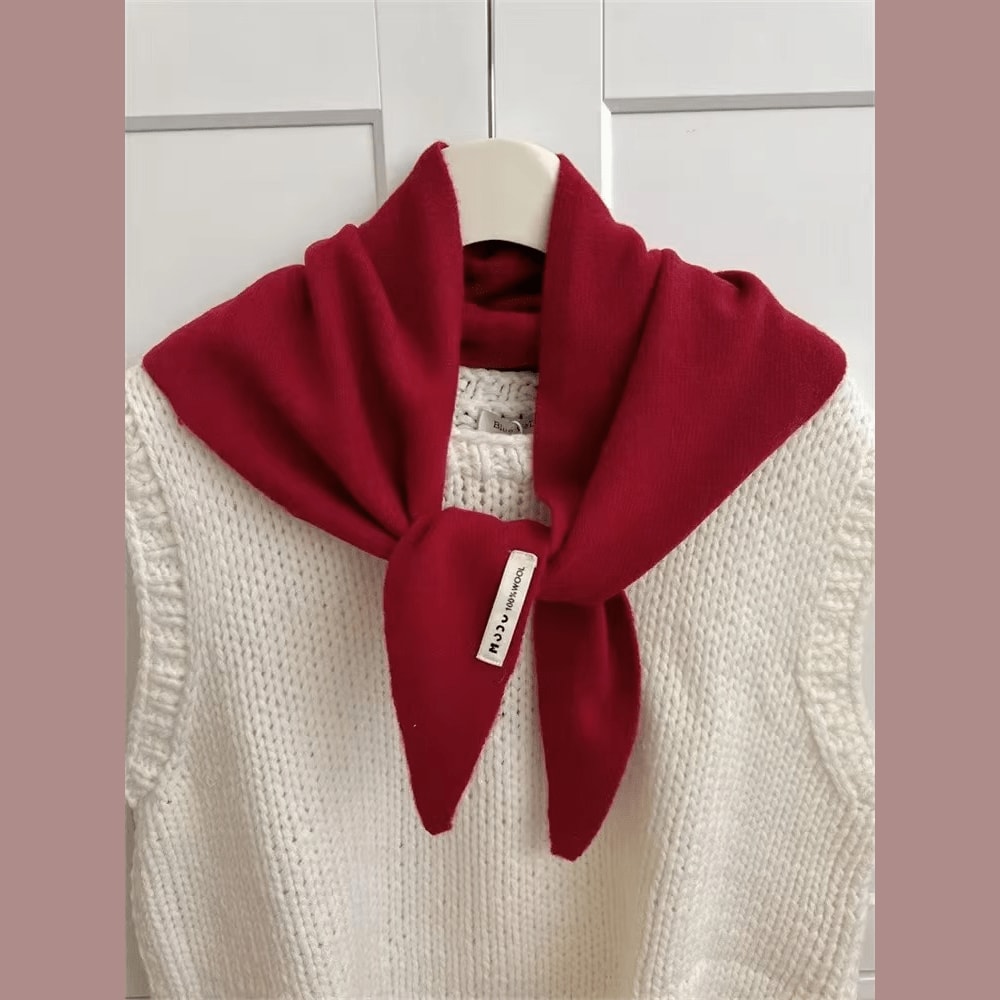 Triangle Knitted Wool Blend Scarf for Women | Soft Neck Wrap Shawl