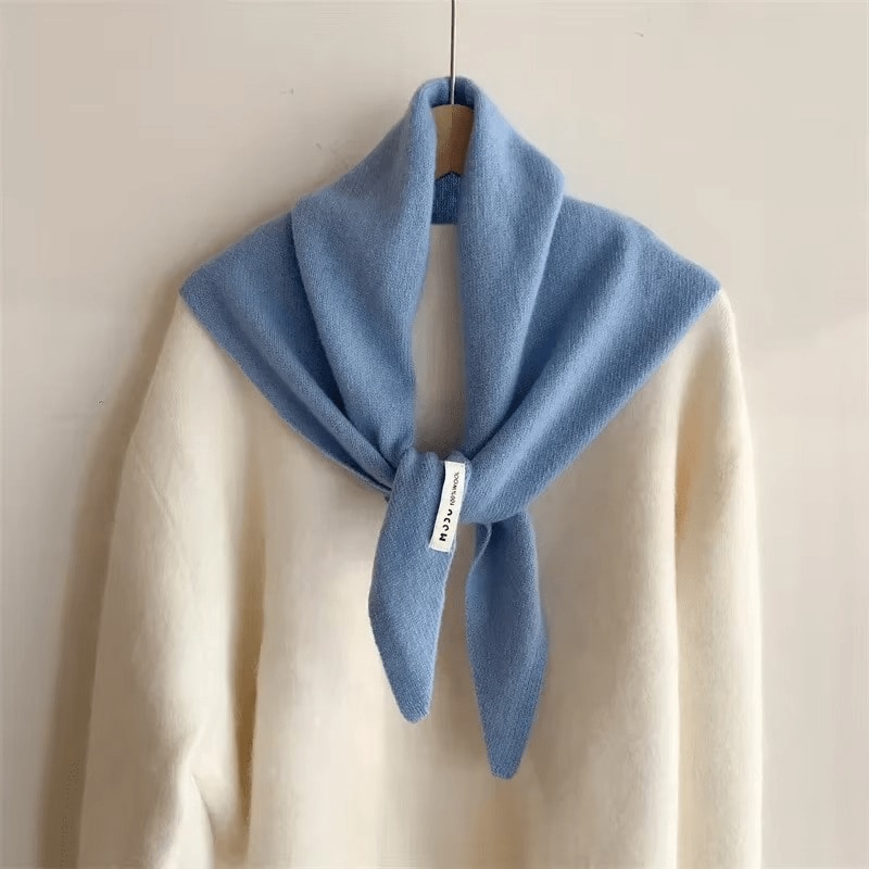 Triangle Knitted Wool Blend Scarf for Women | Soft Neck Wrap Shawl