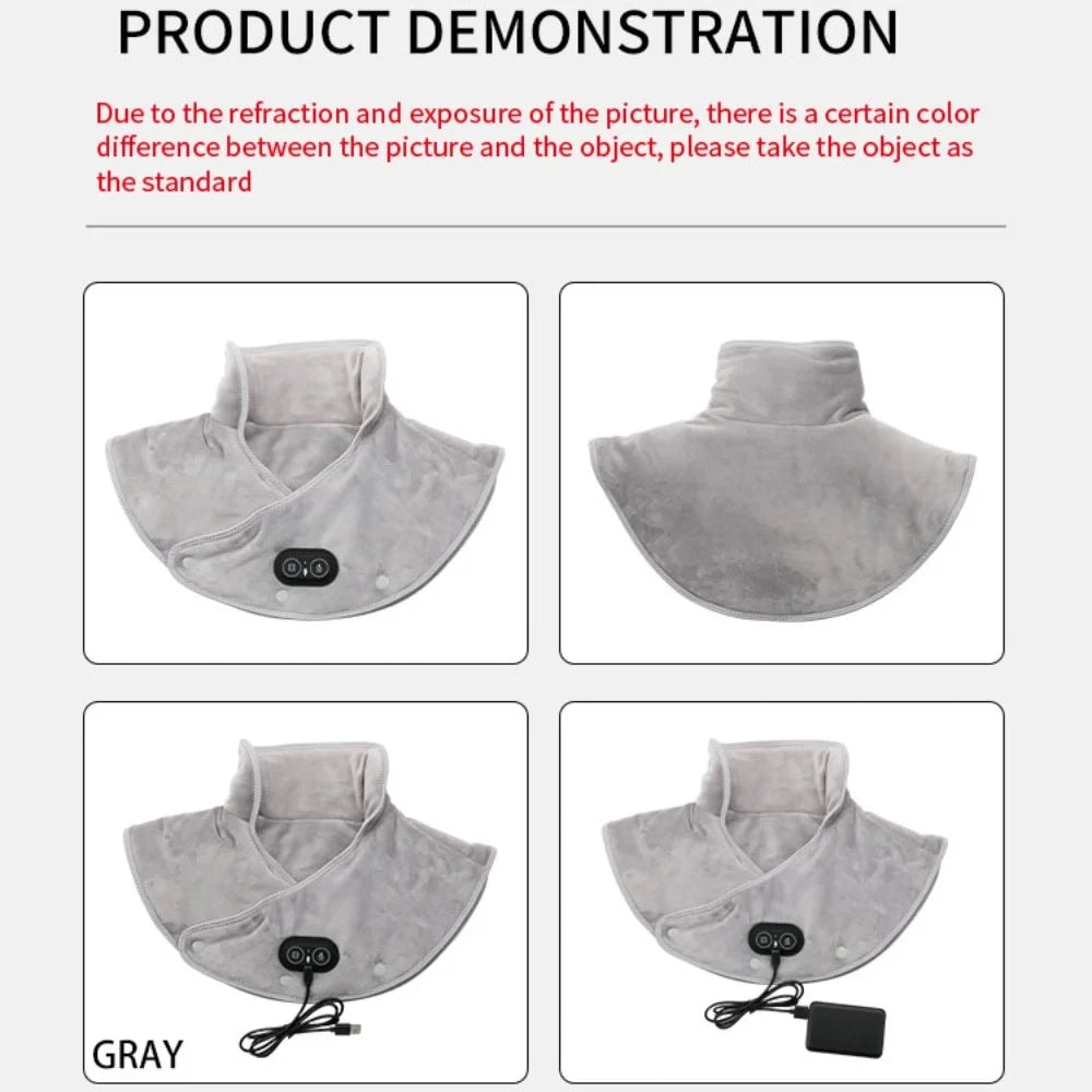 USB Heated Neck and Shoulder Wrap with Vibration and Auto Shut Off Timer
